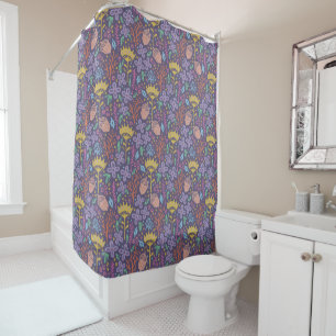 Retro floral design with flowers and fruits. shower curtain