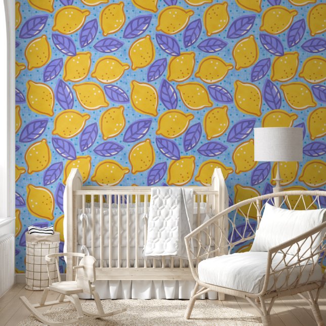 Retro floral design with lemons. wallpaper (Kids)