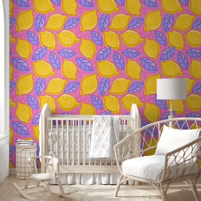 Retro floral design with lemons. wallpaper (Kids)