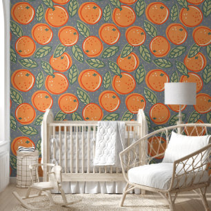 Retro floral design with oranges. wallpaper