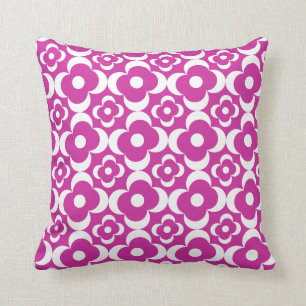 Retro Floral Designer Throw Pillow
