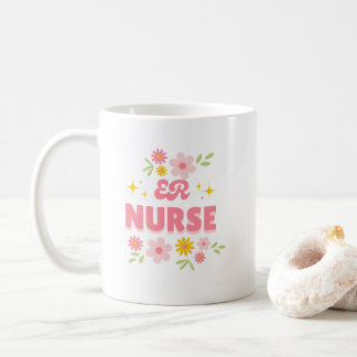 Retro Floral Emergency Room Nursing Gift Coffee Mug