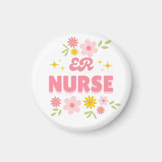 Retro Floral ER Nurse Magnet