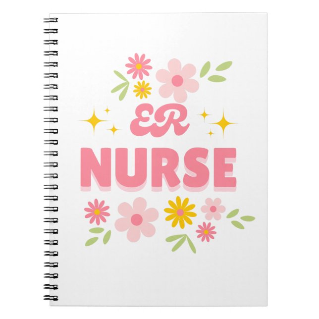 Retro Floral ER Nurse Notebook (Front)