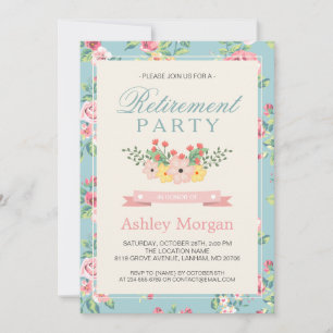 Retro Floral Feminine Women's Retirement Party Invitation
