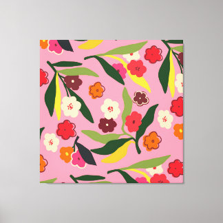 Retro Floral Fields Canvas Print