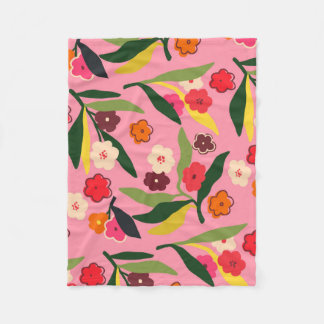 Retro Floral Fields Fleece Blanket