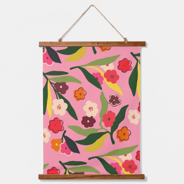 Retro Floral Fields Hanging Tapestry (Front)