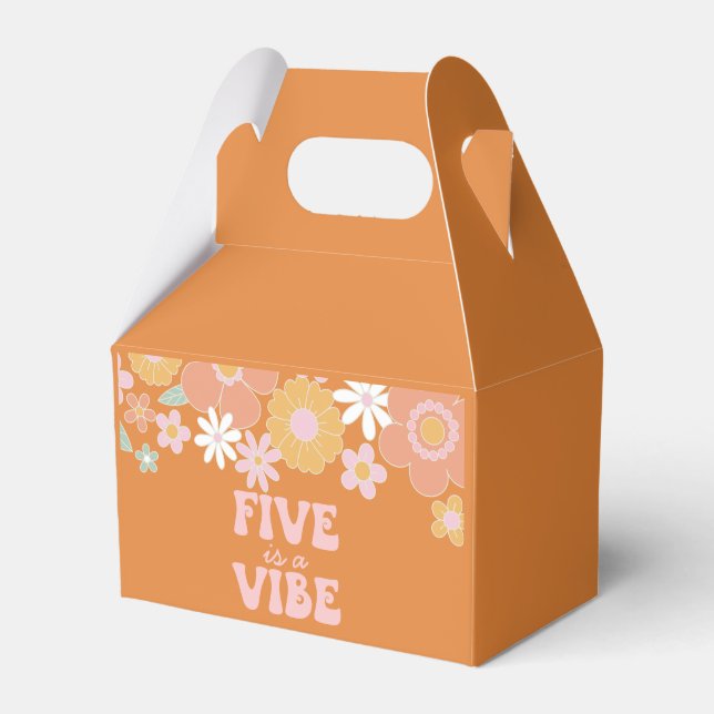 Retro Floral five is a vibe 5th birthday Favour Bo Box (Front Side)
