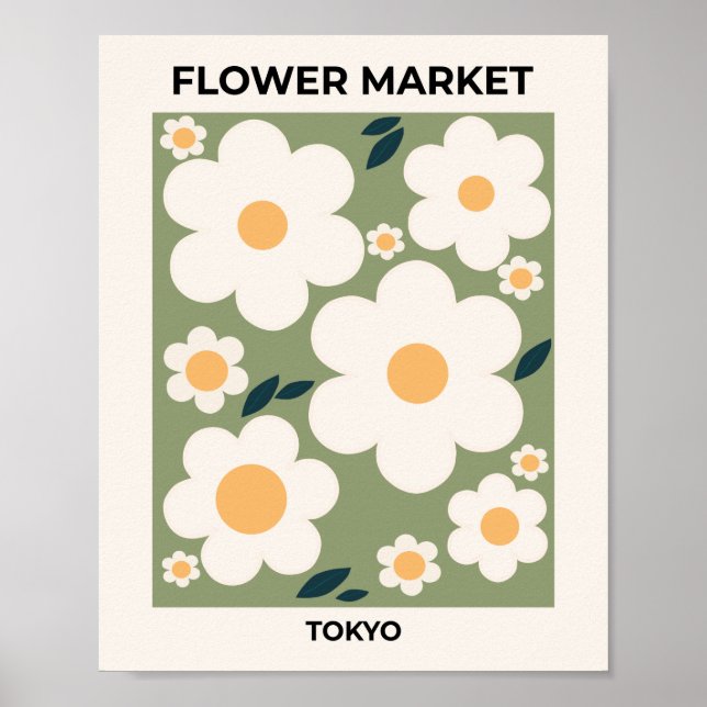 Retro Floral Flower Market Tokyo Abstract Flowers Poster (Front)