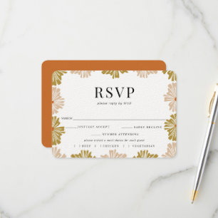 Retro Floral Frame Wedding RSVP Meal Choice Card