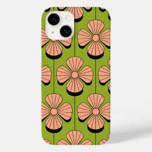 Retro Floral Geometry Pattern - Pink Petals  Case-Mate iPhone 14 Case