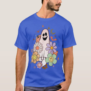 Retro Floral Ghost Cute Halloween Night Party T-Shirt