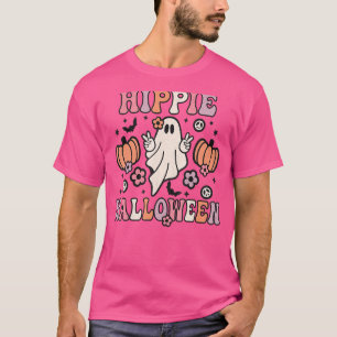 Retro Floral Ghost Groovy Hippie Halloween 60s 70s T-Shirt