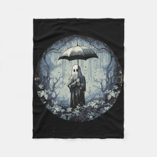 Retro Floral Ghost Vintage Halloween Ghost In The  Fleece Blanket
