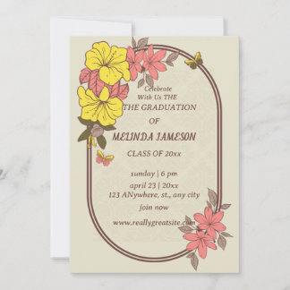 Retro Floral Groovy Graduation Invitations