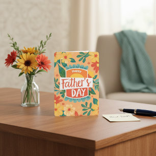 Retro Floral Happy Father's Day Card