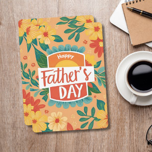 Retro Floral Happy Father's Day Card