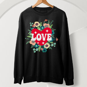 Retro Floral Heart Love Valentine's Day Sweatshirt