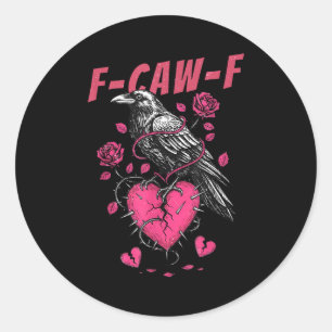 Retro Floral Heart Raven F-caw-f Anti Valentin's D Classic Round Sticker