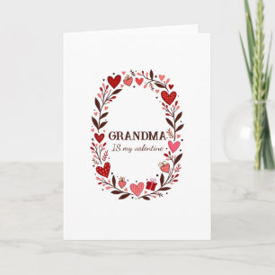 Retro Floral Heart Valentine Custom Grandma Mom Card