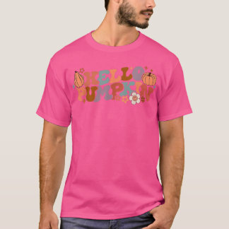 Retro Floral Hello Pumpkin Fall Harvest Pumpkin Se T-Shirt