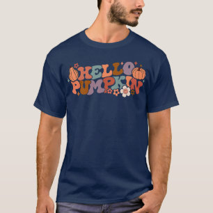 Retro Floral Hello Pumpkin Fall Harvest Pumpkin Se T-Shirt