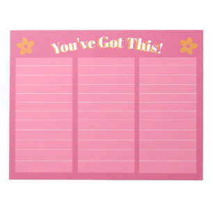 Retro Floral Hot Pink & Orange Notepad