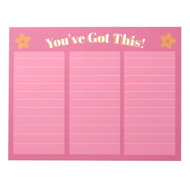 Retro Floral Hot Pink & Orange  Notepad (Front)