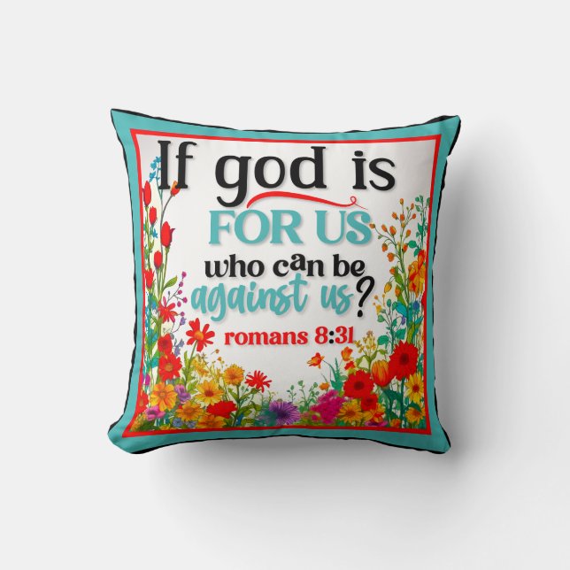 Retro Floral Inspirational Cushion (Front)