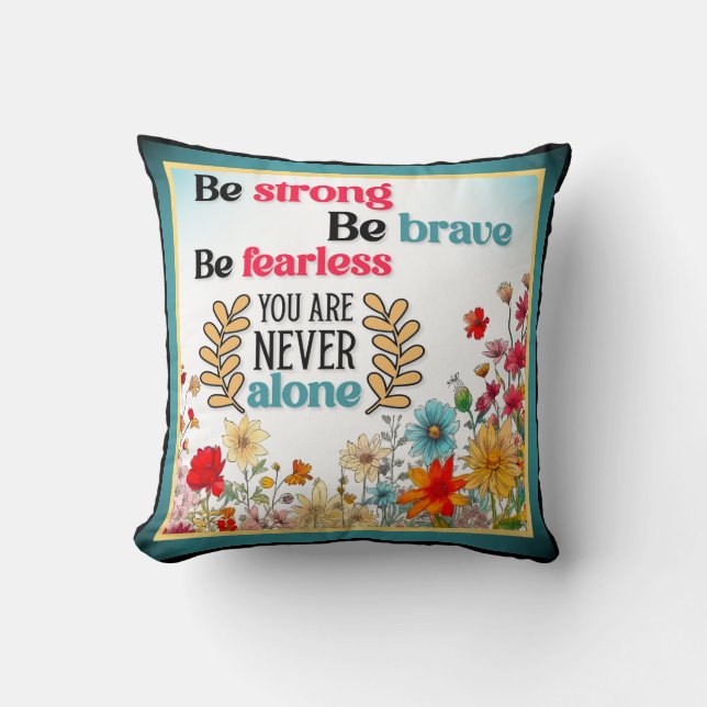 Retro Floral Inspirational Cushion (Front)