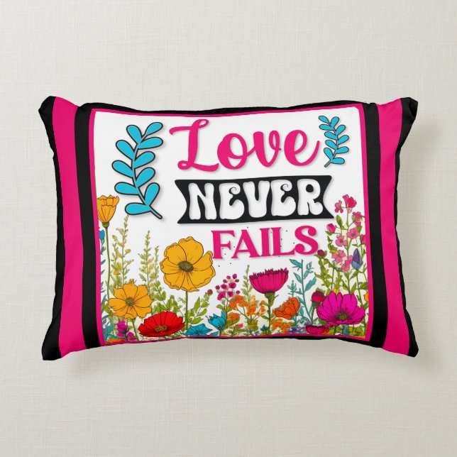 Retro Floral Inspirational Decorative Cushion (Front)