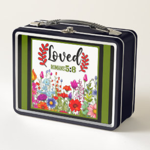 Retro  Floral Inspirational  Metal Lunch Box