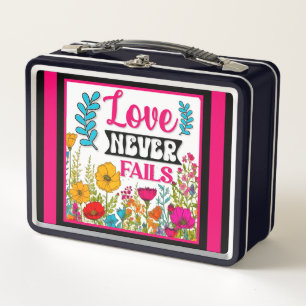 Retro Floral Inspirational Metal Lunch Box