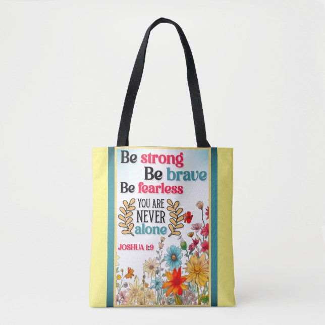 Retro Floral Inspirational  Tote Bag (Front)