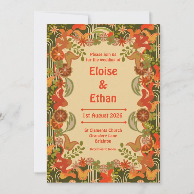 Retro Floral Invitation (Front)