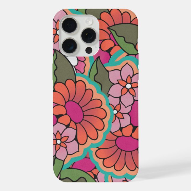 Retro floral iphone 15 pro max case. case (Back)