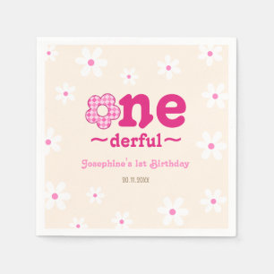 Retro Floral Isn't She Onedefrul 1st Birthday Napkin