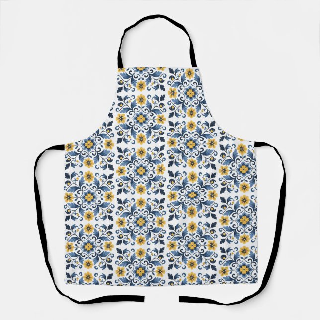 Retro Floral Kitchen Apron for Women (Front)