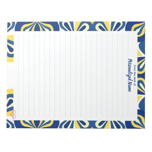 Retro Floral Lined Notepad (Front)