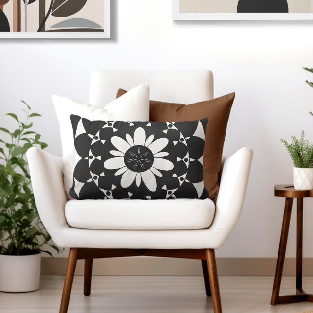 Retro Floral Lumbar Cushion (Style with the perfect blend of retro floral & elegance to your living room.)