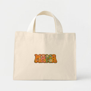 Retro Floral Mama: Groovy Vintage Typography Mini Tote Bag