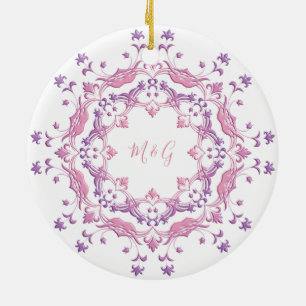 Retro  floral mandala ceramic tree decoration