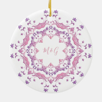 Retro floral mandala ceramic tree decoration