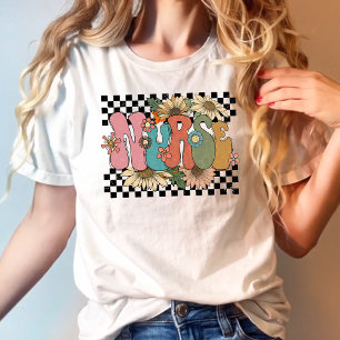 Retro Floral Midcentury Nurse Cute Gift for Nurse T-Shirt