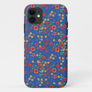 Retro Floral Miniprint on Blue iPhone 5/5s Case