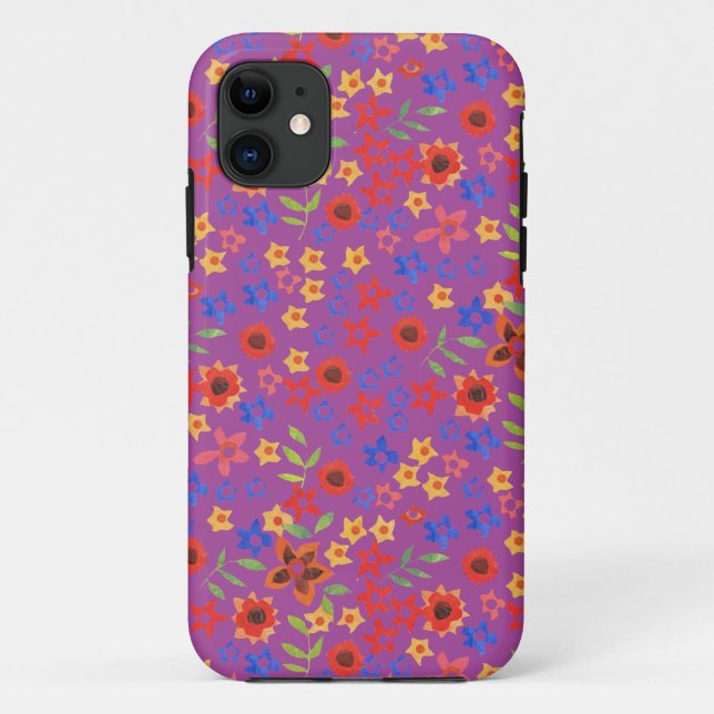 Retro Floral Miniprint on Magenta iPhone 5/5s Case (Back)