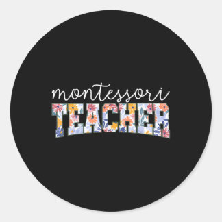 Retro Floral Montessori Teacher Instructor Educato Classic Round Sticker
