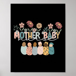 Retro Floral Mother Ba Poster