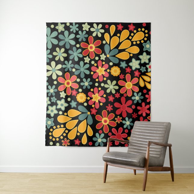 Retro.  Floral motifs 2 Tapestry (In Situ)